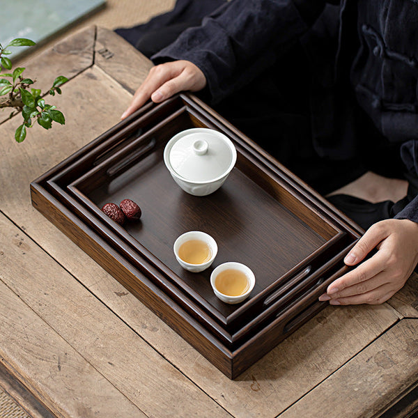 Triple Wooden Tray Tea Set (Pack of 3)