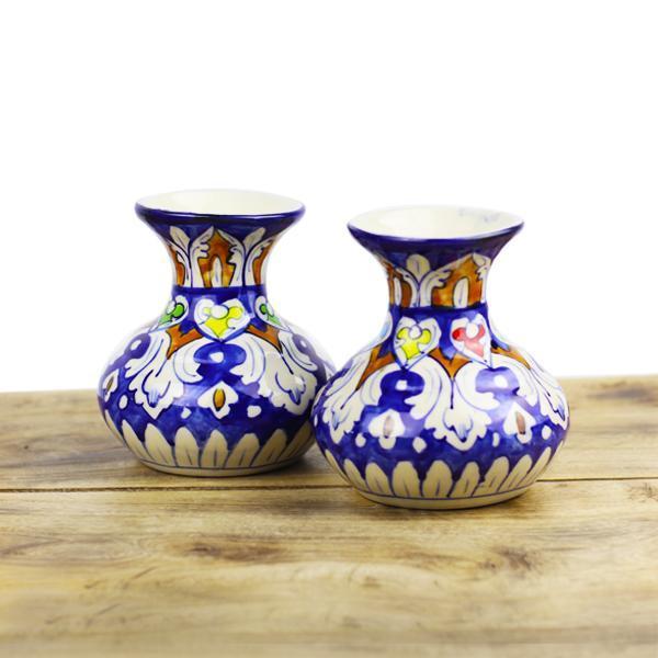 Mini Felicity vase 2pcs-Blue pottery - zeests.com - Best place for furniture, home decor and all you need