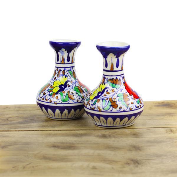 Jungle flower vase 2pcs -Blue pottery - zeests.com - Best place for furniture, home decor and all you need