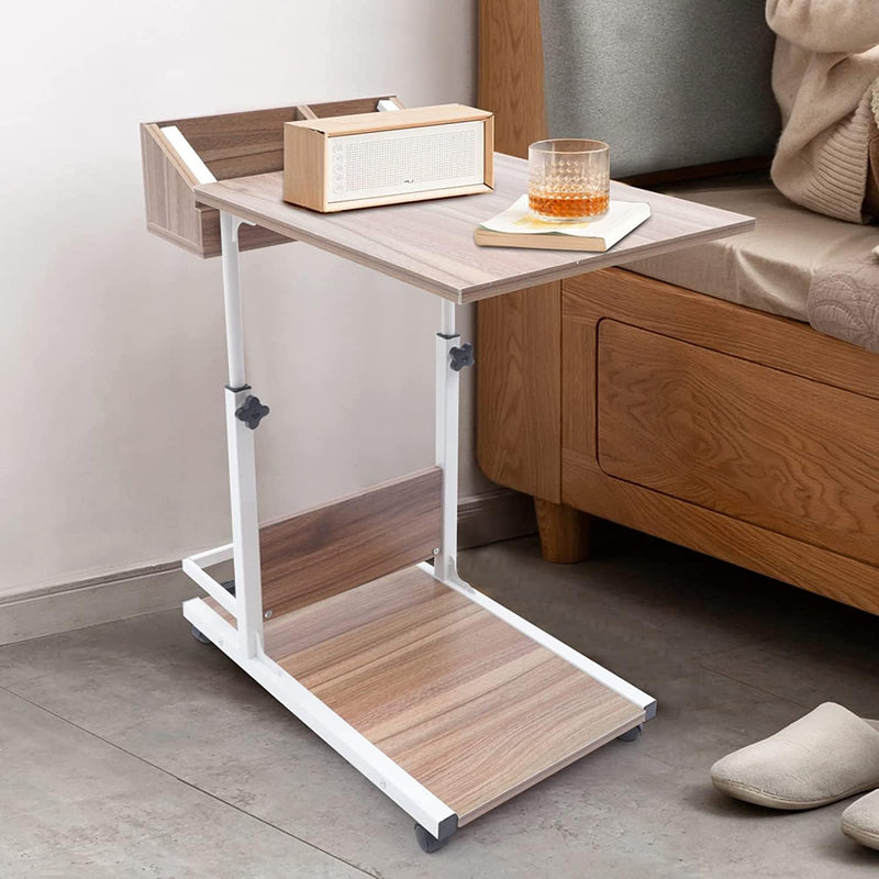 Movable Bed Side Computer Table With Wheels Storage Adjustable Table - zeests.com - Best place for furniture, home decor and all you need