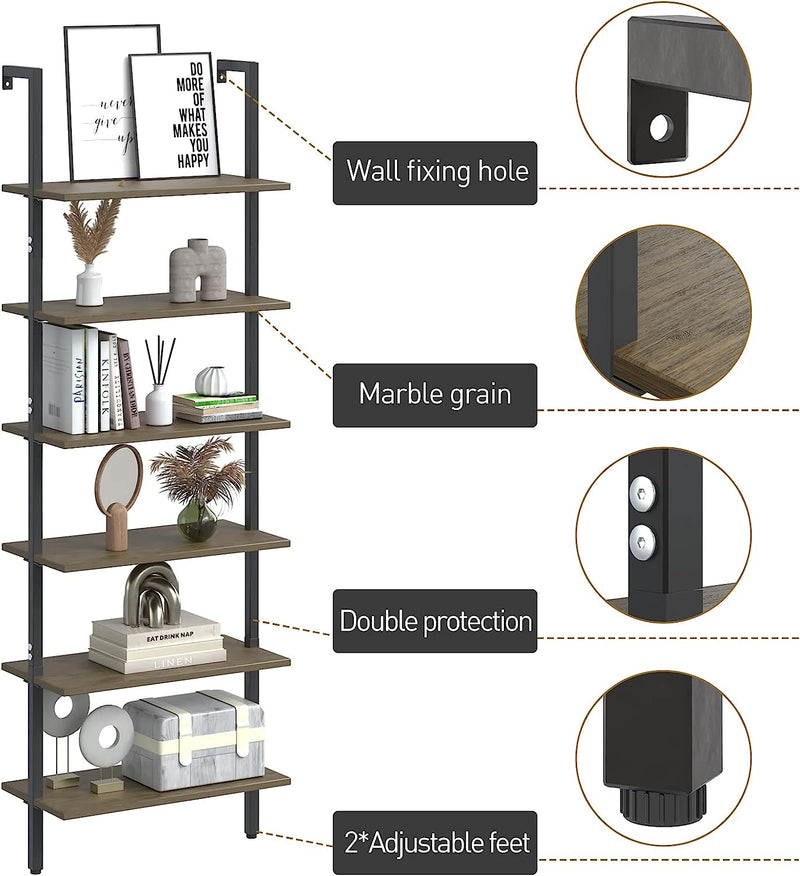 Open Tall Wall Mount Bookcase Standing Leaning Wall Shelves - zeests.com - Best place for furniture, home decor and all you need
