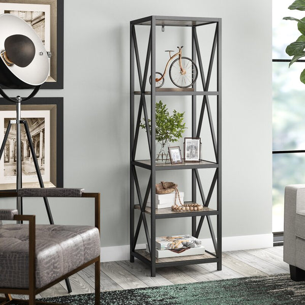 Leaning Bookcase Storage Living Room Organizer Rack - zeests.com - Best place for furniture, home decor and all you need