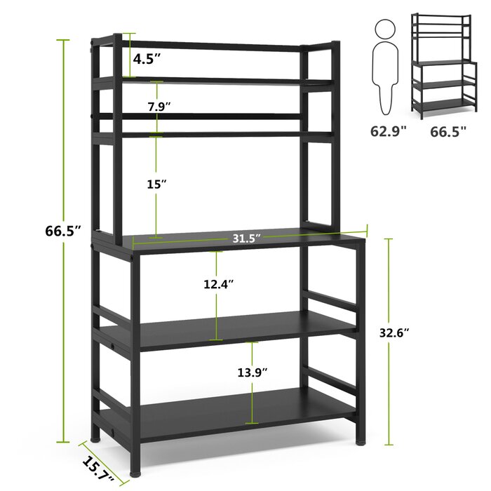Breagha Wrought Iron Standard Baker's Rack with Microwave Compatibility - zeests.com - Best place for furniture, home decor and all you need
