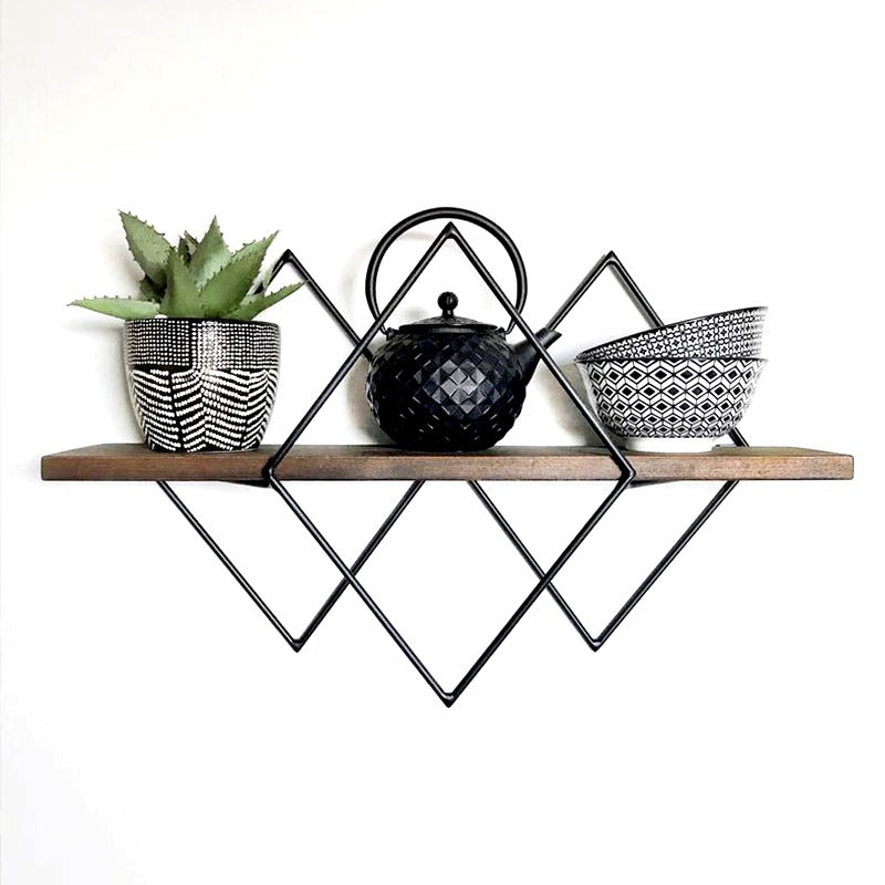 Geometric Diamond Wall Mounted Metal Floating Organizer Shelve - zeests.com - Best place for furniture, home decor and all you need