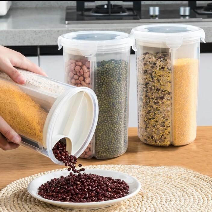 Plastic transparent kitchen grain storage tank (4 in 1) - zeests.com - Best place for furniture, home decor and all you need