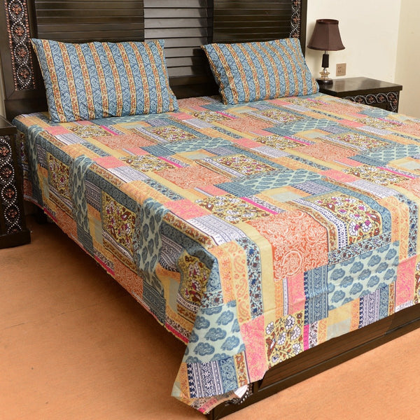Zigzag burst cotton bed sheet with 2 pillow cases - zeests.com - Best place for furniture, home decor and all you need
