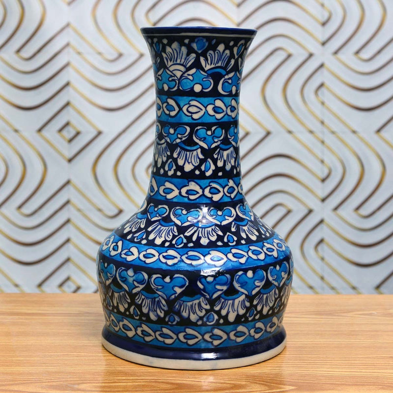 Blue Neck Felicity Vase-Blue pottery - zeests.com - Best place for furniture, home decor and all you need
