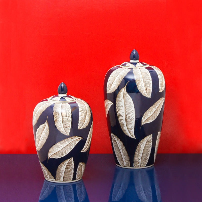 Leafy Cerulean Vases - zeests.com - Best place for furniture, home decor and all you need