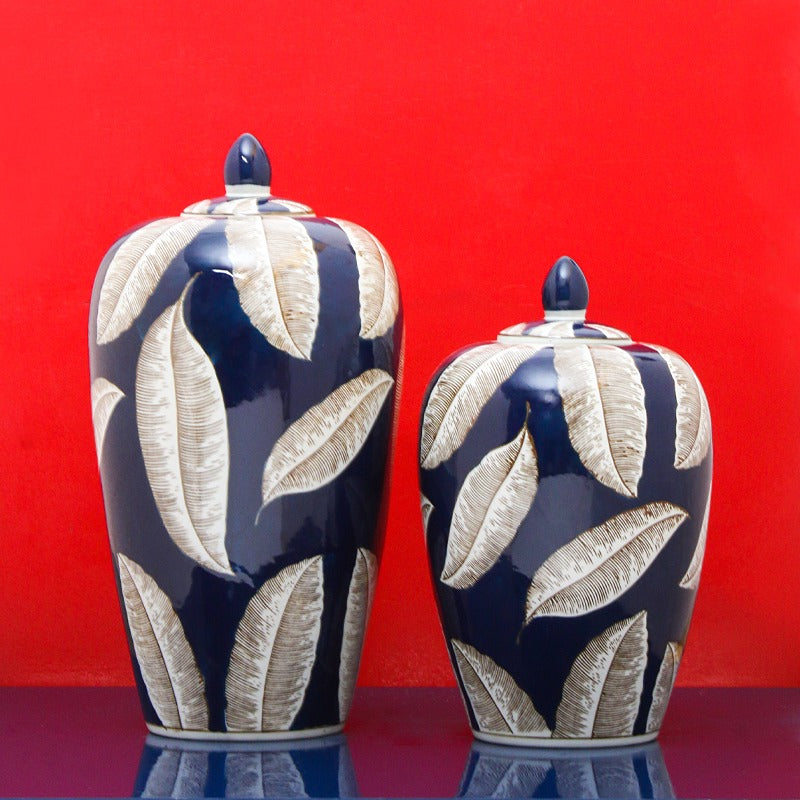 Leafy Cerulean Vases - zeests.com - Best place for furniture, home decor and all you need