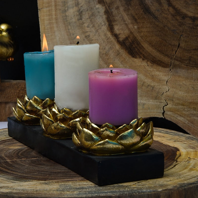 Trio Flower Candle Tray - zeests.com - Best place for furniture, home decor and all you need
