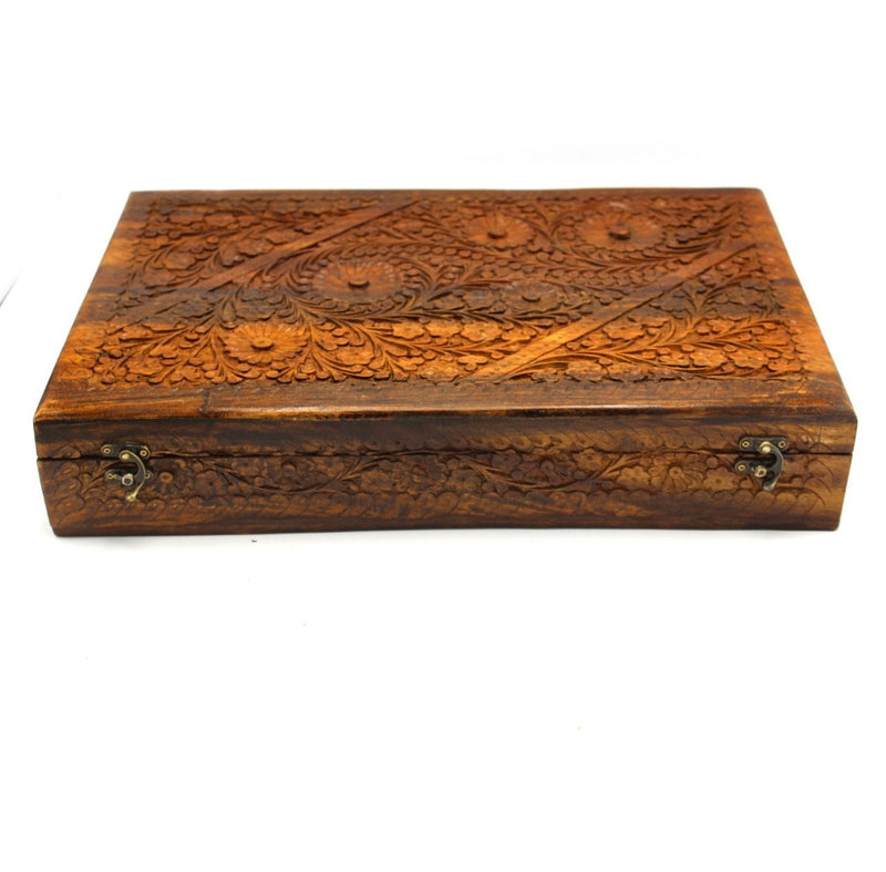 Wooden Hand Made Jewellery Box - Extra Large - Carved - 18" x 12" - zeests.com - Best place for furniture, home decor and all you need