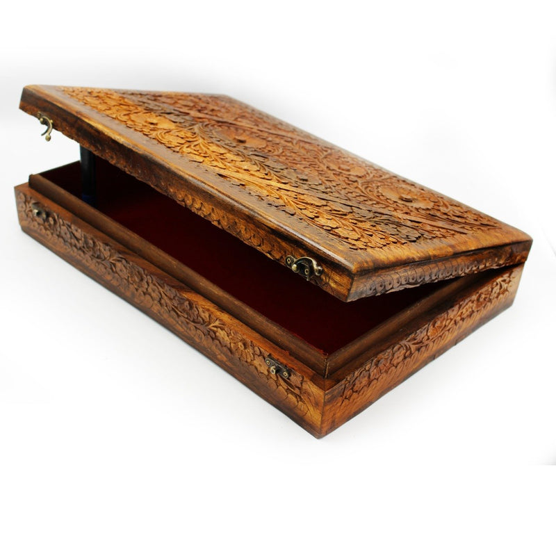 Wooden Hand Made Jewellery Box - Extra Large - Carved - 18" x 12" - zeests.com - Best place for furniture, home decor and all you need