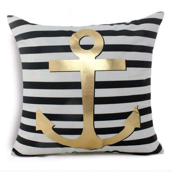 Golden Anchor - Golden Printed Cushion Cover - zeests.com - Best place for furniture, home decor and all you need