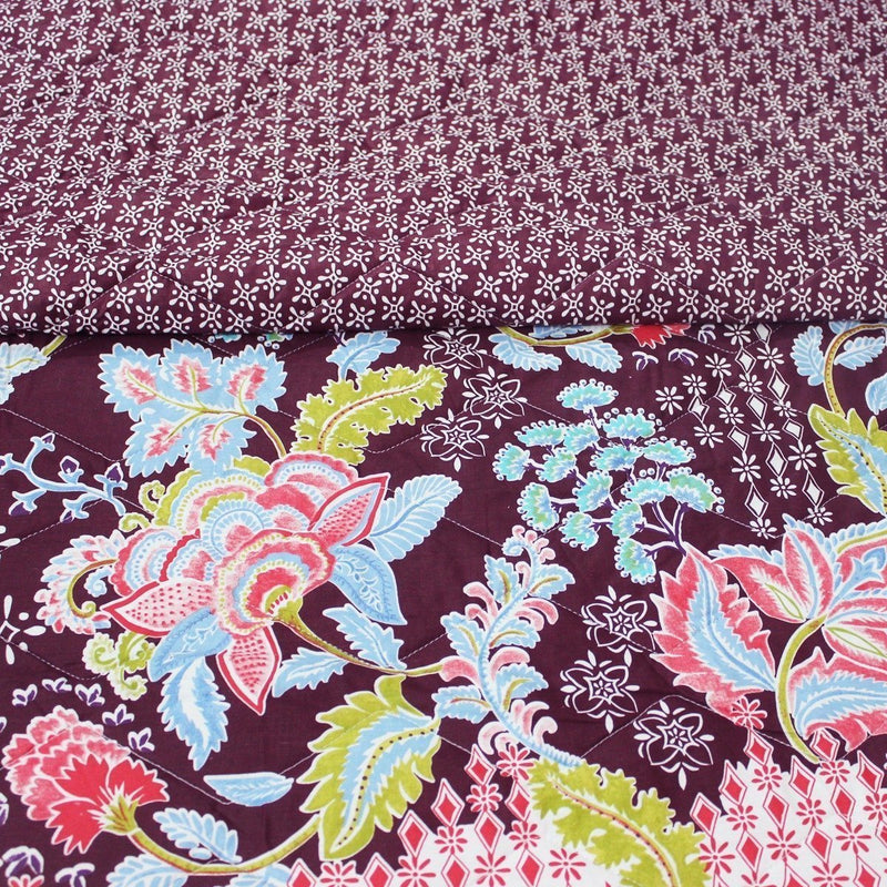 Maroon Patz - Cotton Bed Spread Set - 6 pc - zeests.com - Best place for furniture, home decor and all you need