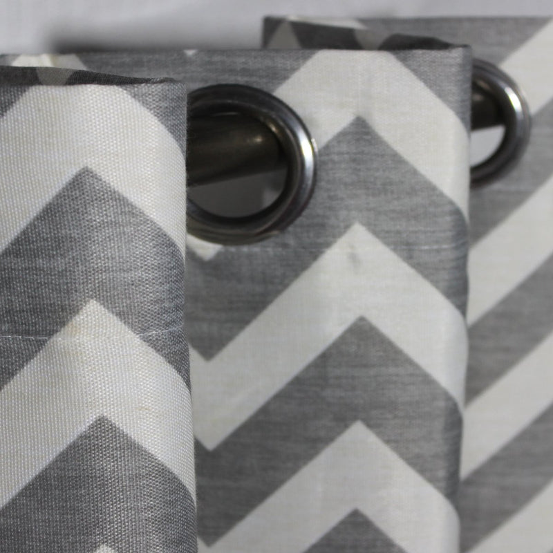 Grey Chevron Curtain With Lining - zeests.com - Best place for furniture, home decor and all you need