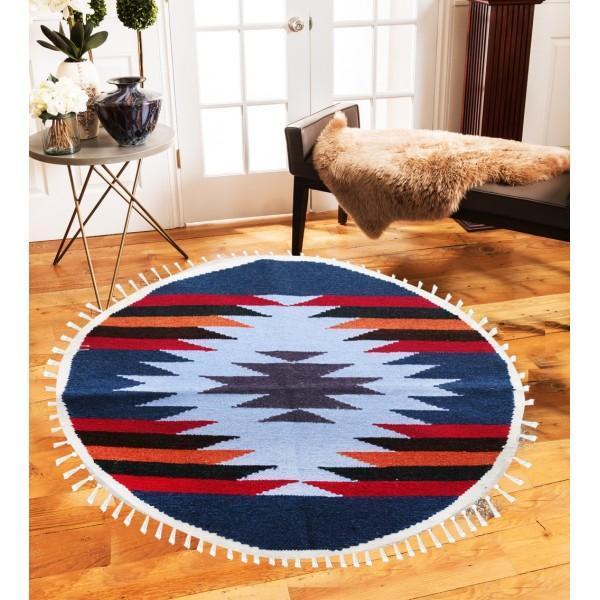 Hand-woven Woolen Rug - Round Small -fm-gkrrs12 - zeests.com - Best place for furniture, home decor and all you need