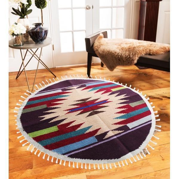 Hand-woven Woolen Rug - Round Small -fm-gkrrs3 - zeests.com - Best place for furniture, home decor and all you need
