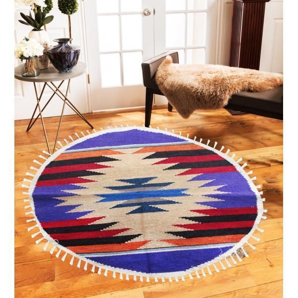 Hand-woven Woolen Rug - Round Small -fm-gkrrs7 - zeests.com - Best place for furniture, home decor and all you need