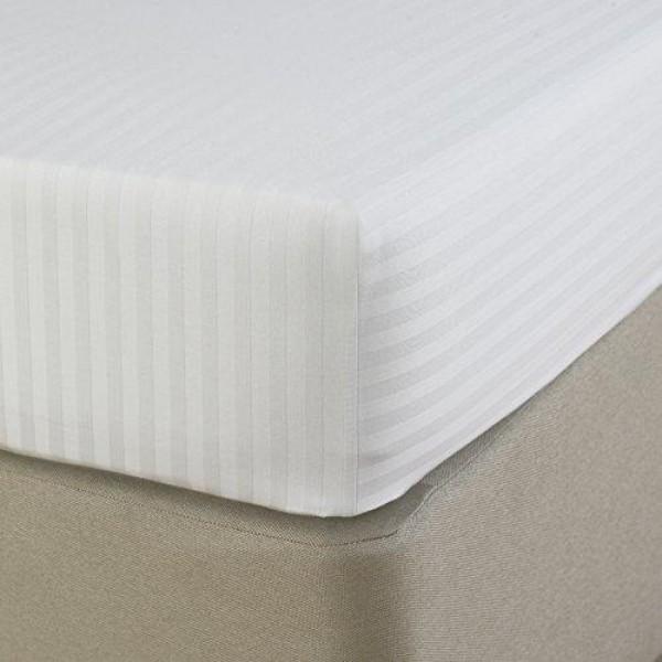 Fitted Sheet - White Striped - Satin - zeests.com - Best place for furniture, home decor and all you need