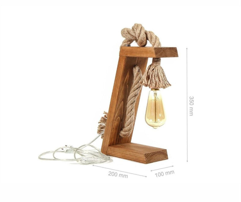 Whiskey Stave Wooden Side Table Desk Rope Light Lamp - zeests.com - Best place for furniture, home decor and all you need