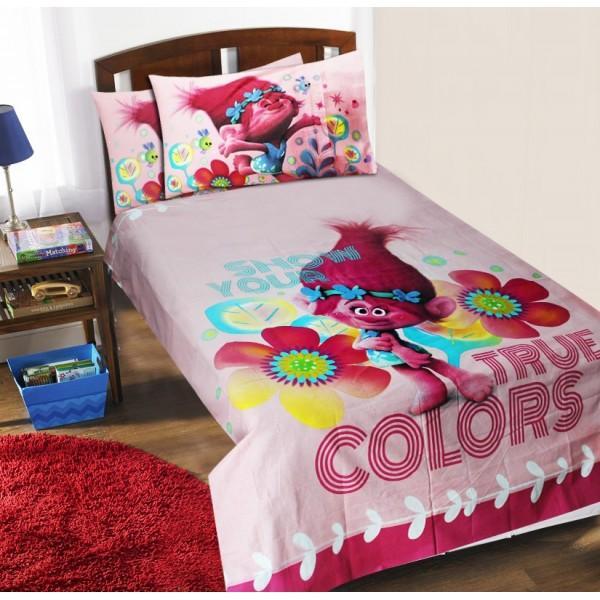 Single Kids Bed Sheet Set - Trolls - zeests.com - Best place for furniture, home decor and all you need