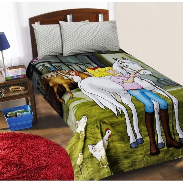 Single Kids Bed Sheet Set - White Horse - zeests.com - Best place for furniture, home decor and all you need