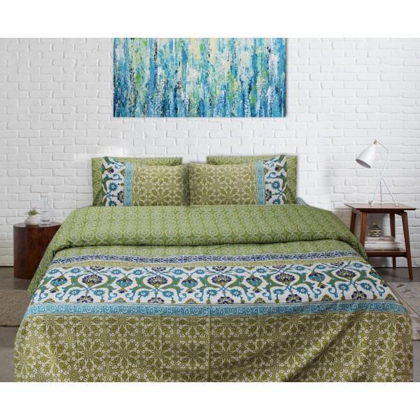 Quilt Cover Set - 6 pcs - Green Geometric - zeests.com - Best place for furniture, home decor and all you need