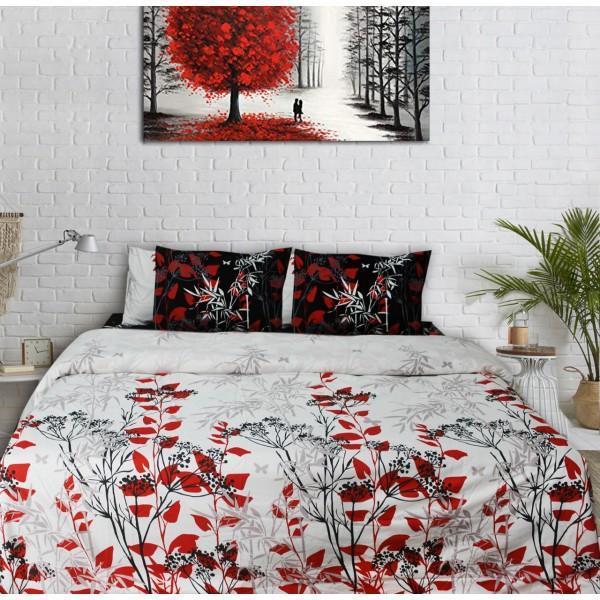 Export Cotton Quilt Cover Set - 6 pcs - Red White Floral - zeests.com - Best place for furniture, home decor and all you need